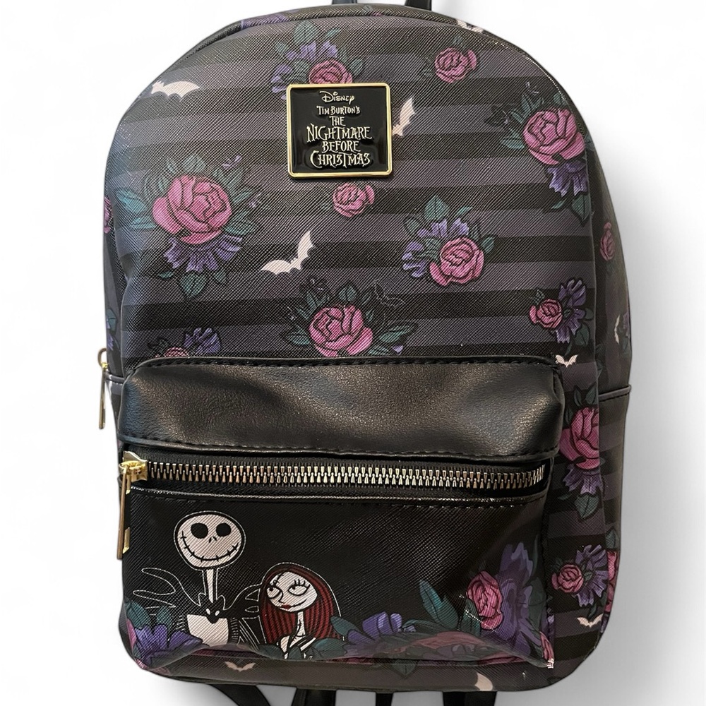 Disney Nightmare Before Christmas Black and Purple Mini Backpack - Jack & Sally